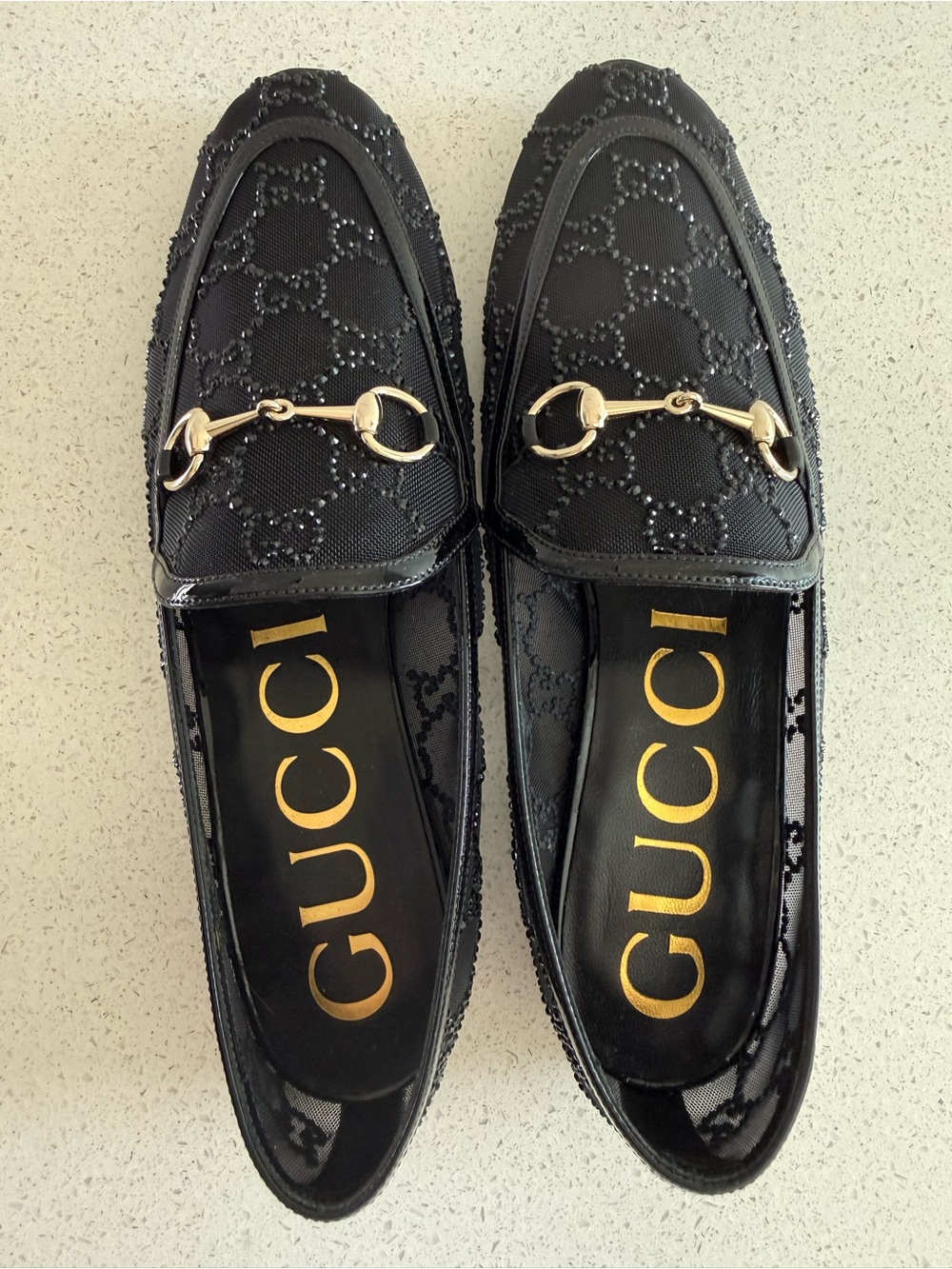 Gucci GG Jordan Loafers Crystal/Mesh Black Size EU 39 US 9 - Picture 8 of 9
